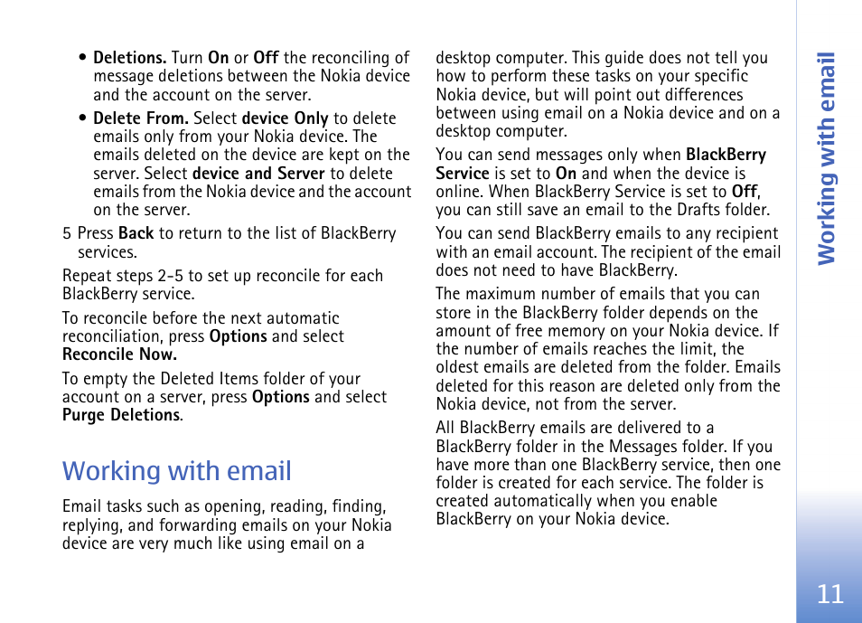 Working with email | Nokia E62 User Manual | Page 13 / 18