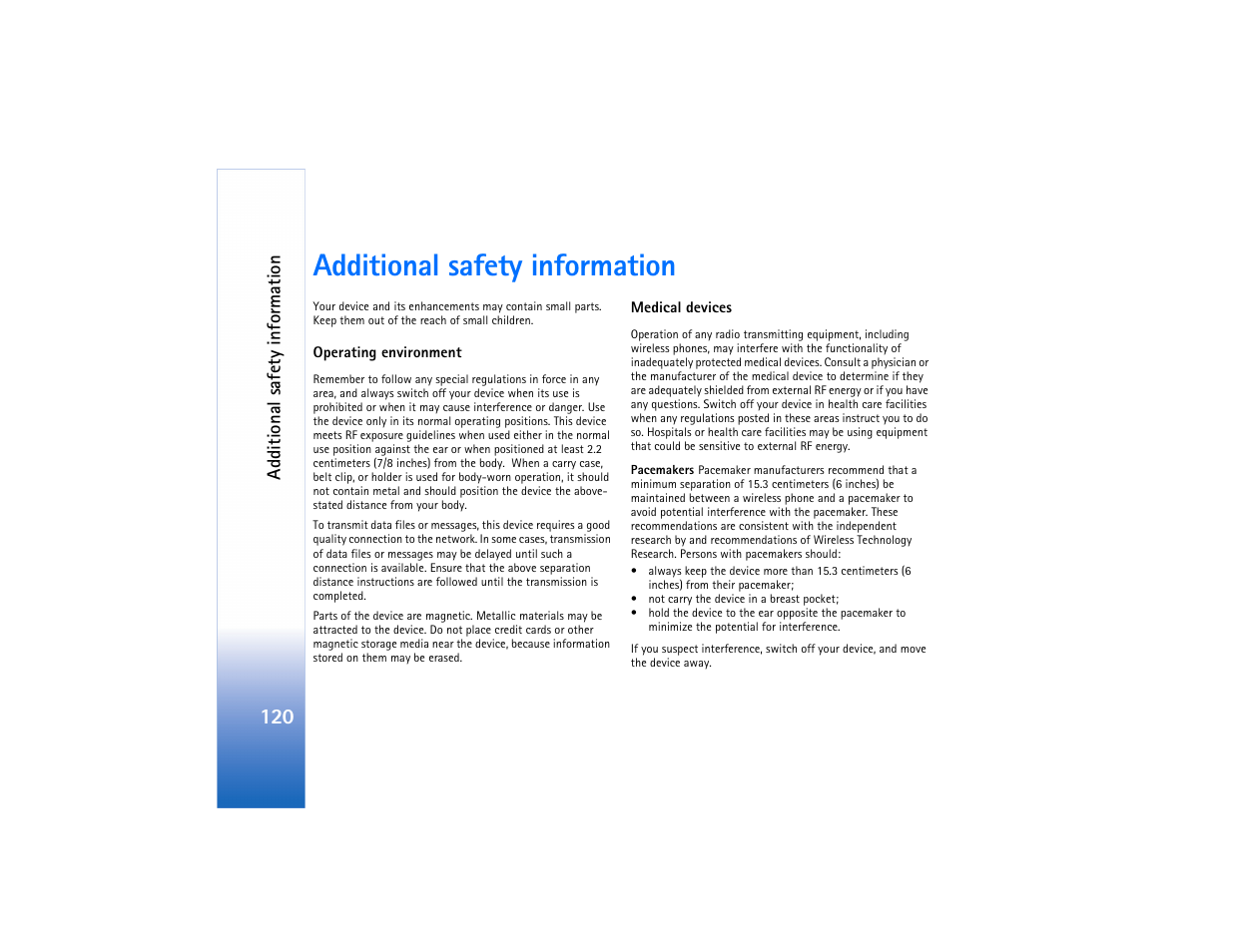 Additional safety information | Nokia N80 Internet Edition User Manual | Page 121 / 131
