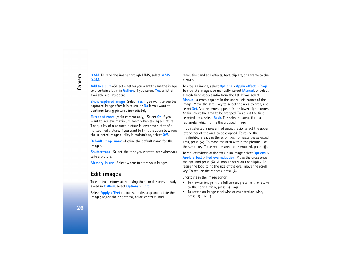 Edit images, See ‘edit, Images | Camera | Nokia N80 Internet Edition User Manual | Page 27 / 131