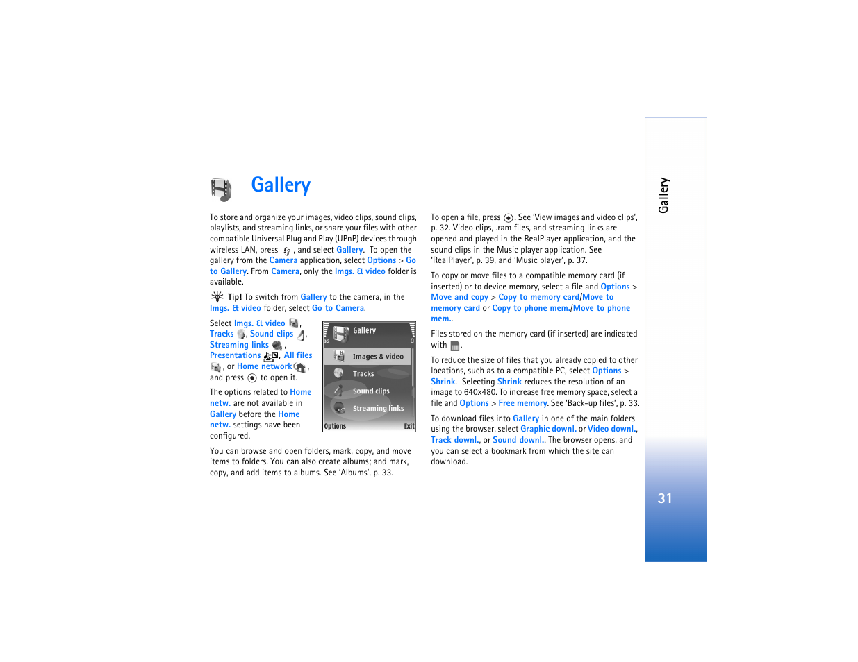 Gallery | Nokia N80 Internet Edition User Manual | Page 32 / 131