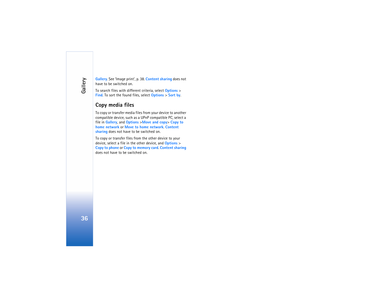 Gallery, Copy media files | Nokia N80 Internet Edition User Manual | Page 37 / 131
