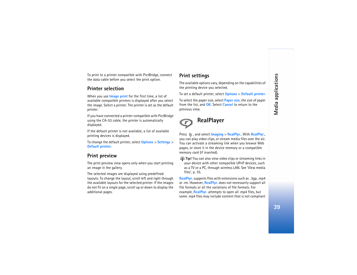 Realplayer, 39, an | Nokia N80 Internet Edition User Manual | Page 40 / 131