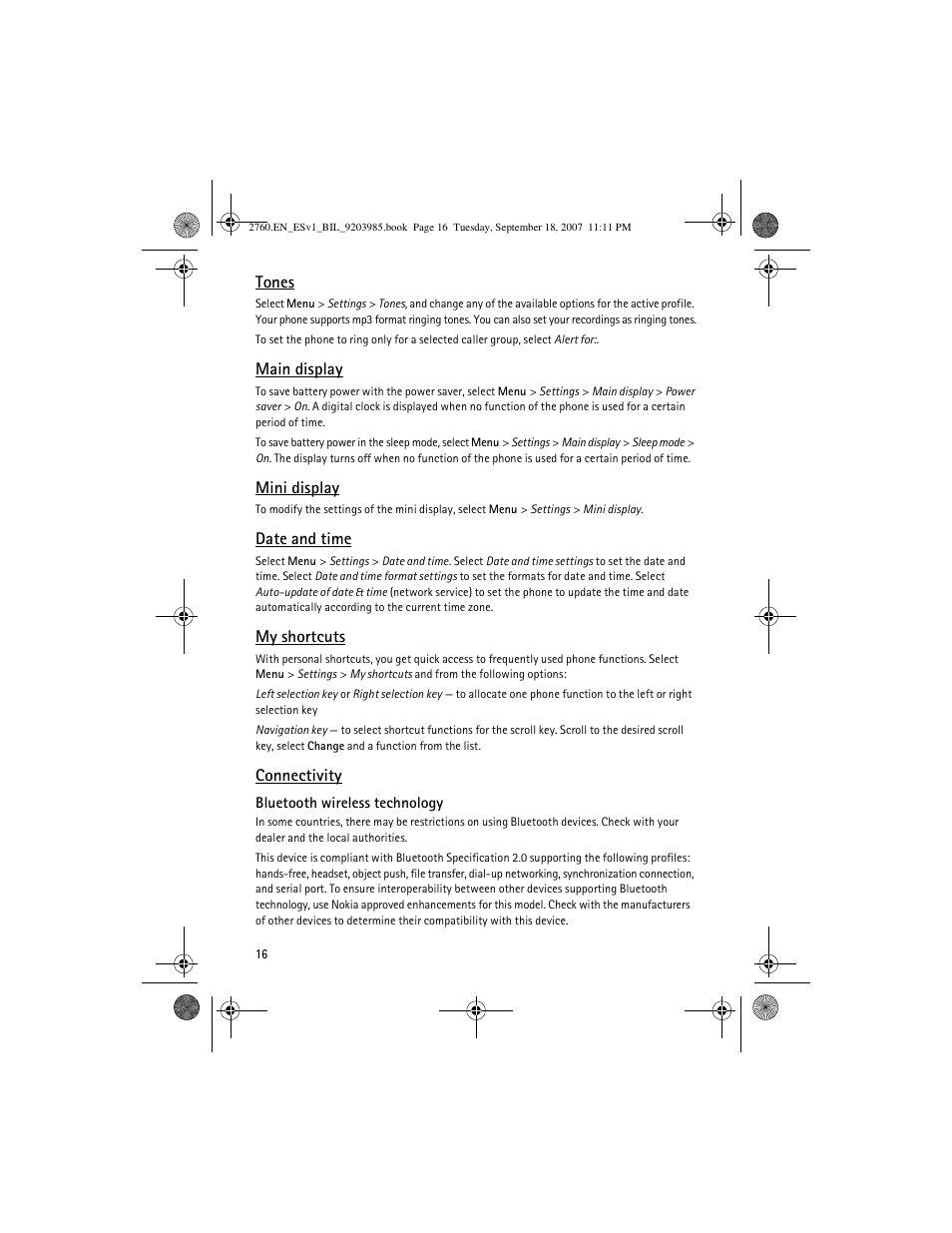 Date and time | Nokia 2760 User Manual | Page 16 / 69