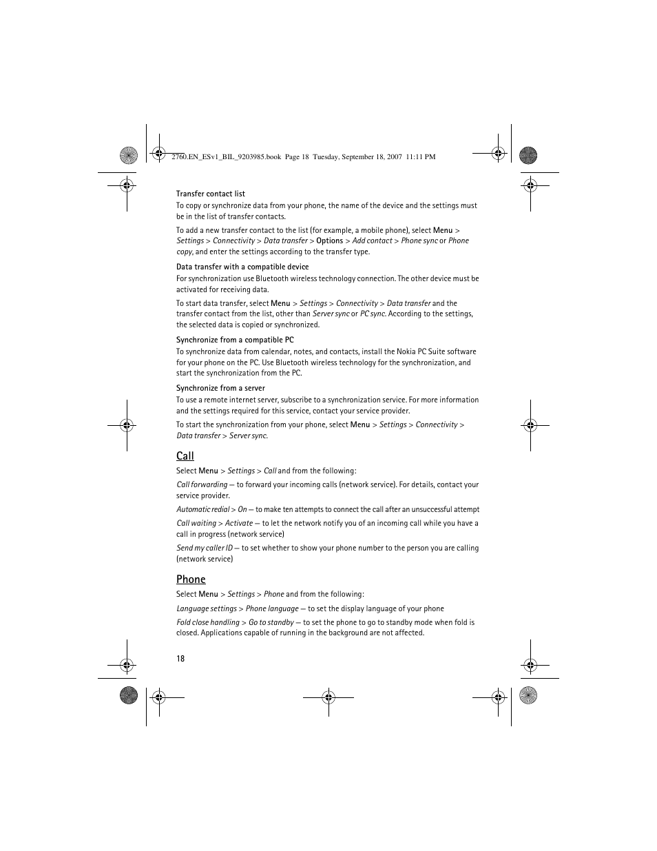 Call, Phone | Nokia 2760 User Manual | Page 18 / 69
