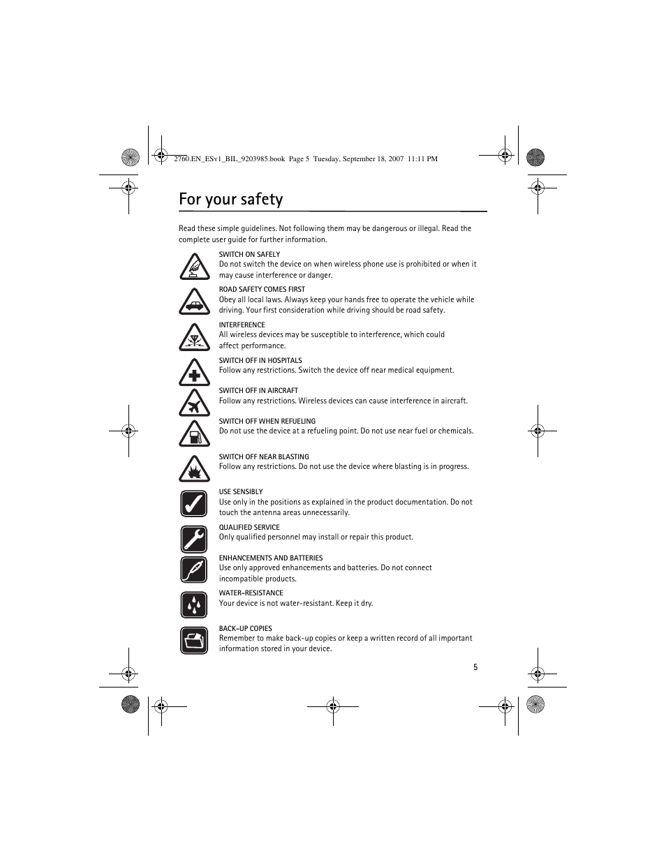 For your safety | Nokia 2760 User Manual | Page 5 / 69