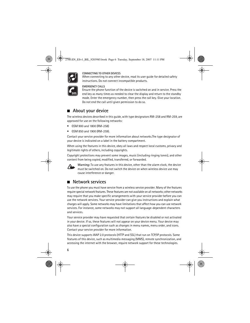 About your device, Network services | Nokia 2760 User Manual | Page 6 / 69