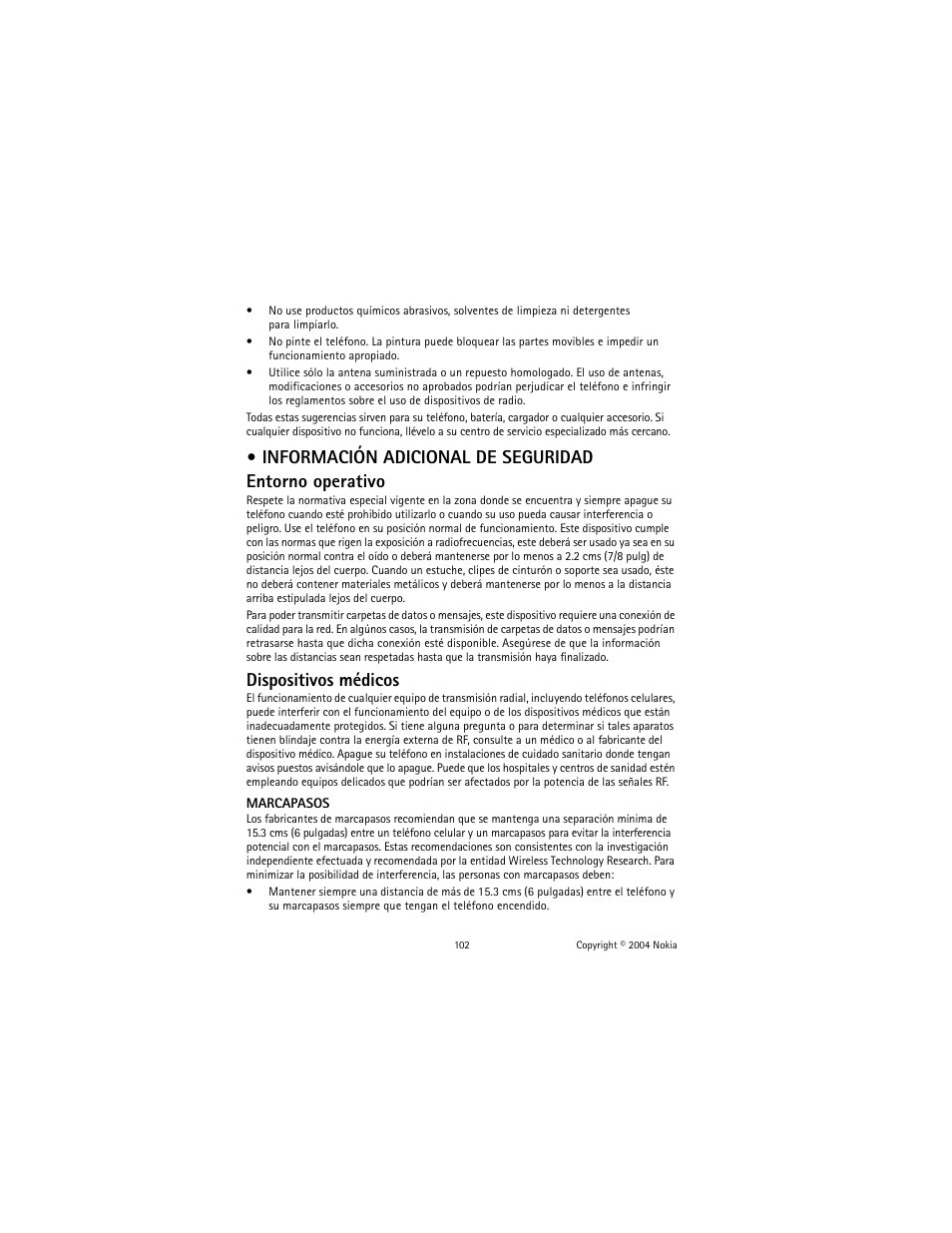 Información adicional de seguridad, Dispositivos médicos | Nokia 2600 User Manual | Page 103 / 185