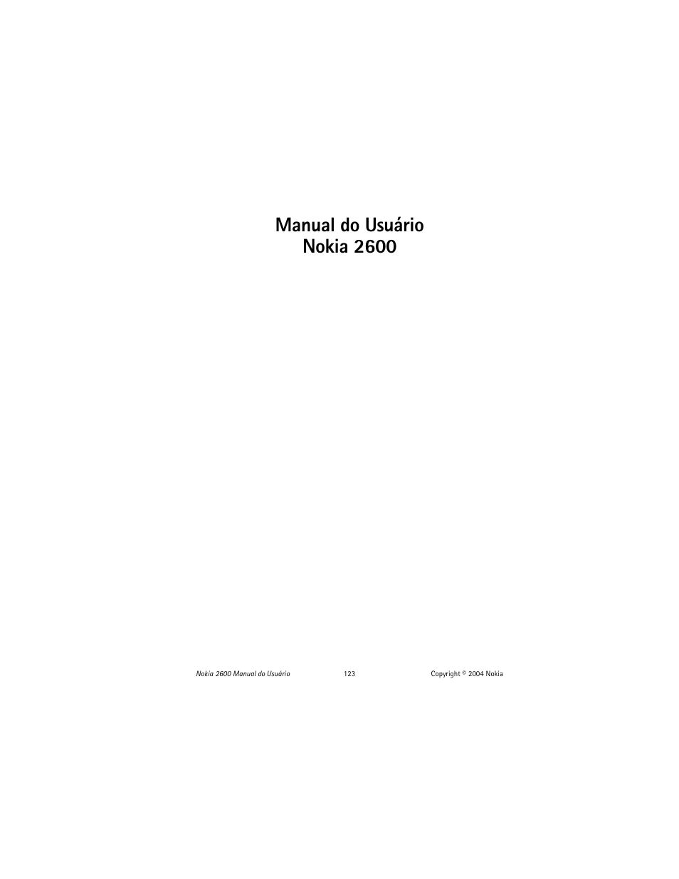 Manual do usuário nokia 2600 | Nokia 2600 User Manual | Page 124 / 185