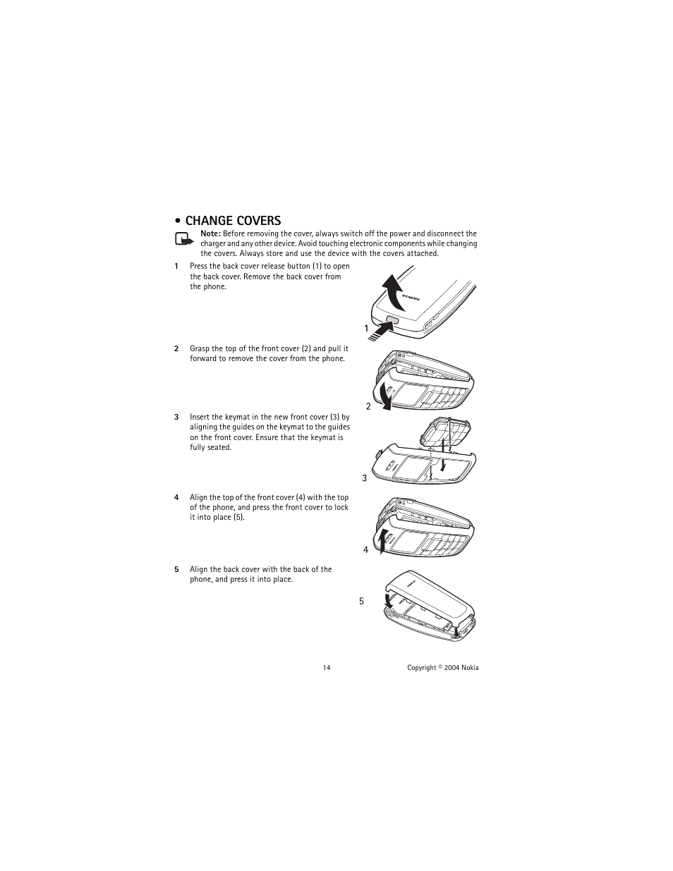 Change covers | Nokia 2600 User Manual | Page 15 / 185