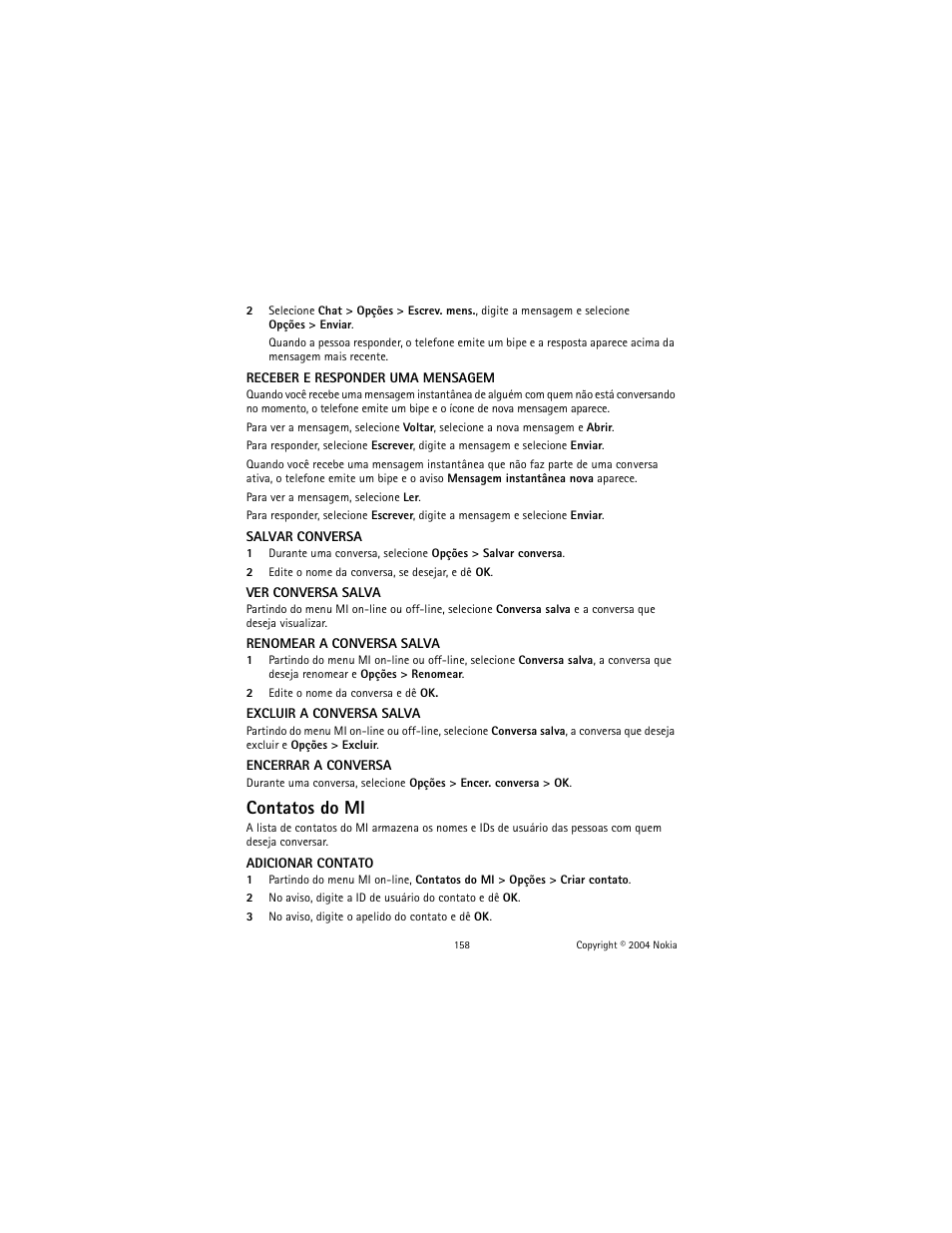 Contatos do mi | Nokia 2600 User Manual | Page 159 / 185