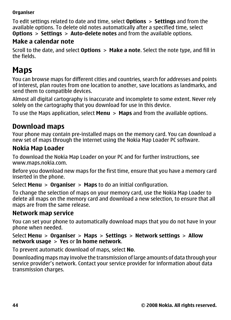 Maps, Download maps | Nokia 7610 Supernova User Manual | Page 44 / 58