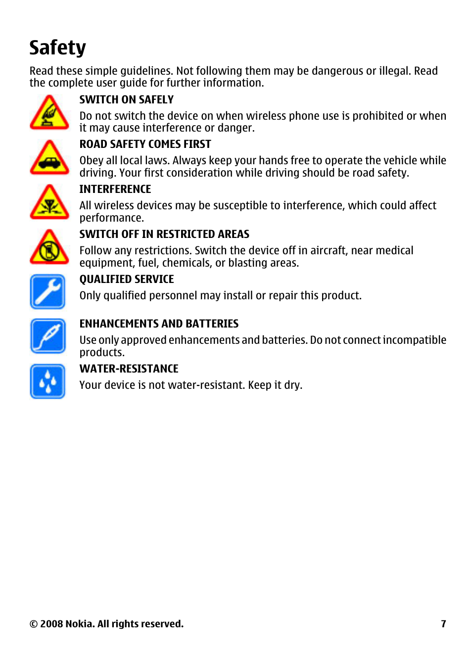 Safety | Nokia 7610 Supernova User Manual | Page 7 / 58