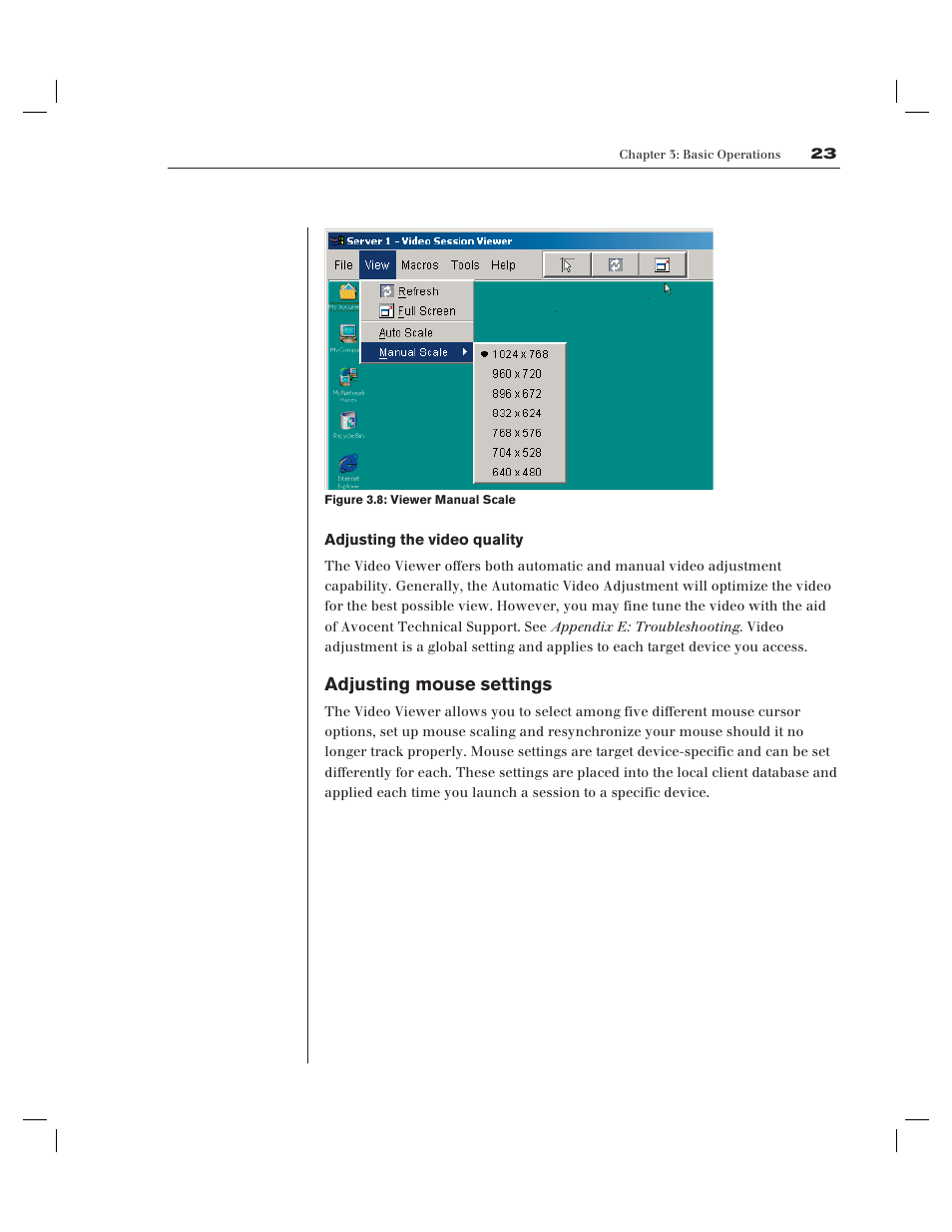 Adjusting mouse settings | Avocent AV Works User Manual | Page 28 / 91