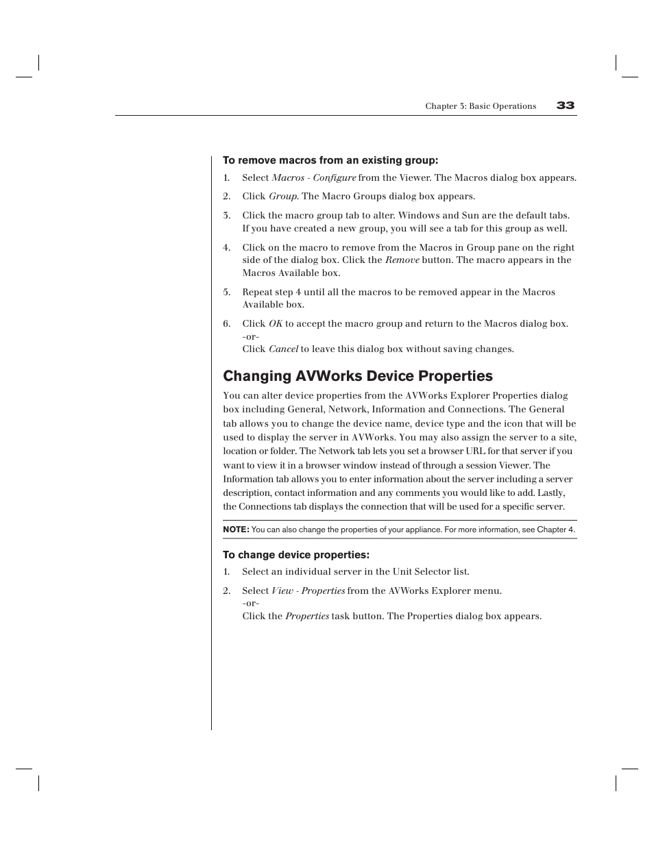 Changing avworks device properties | Avocent AV Works User Manual | Page 38 / 91