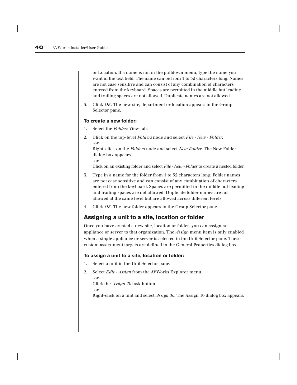 Assigning a unit to a site, location or folder | Avocent AV Works User Manual | Page 45 / 91