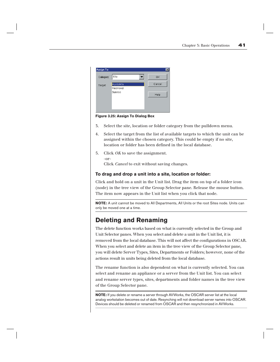 Deleting and renaming | Avocent AV Works User Manual | Page 46 / 91