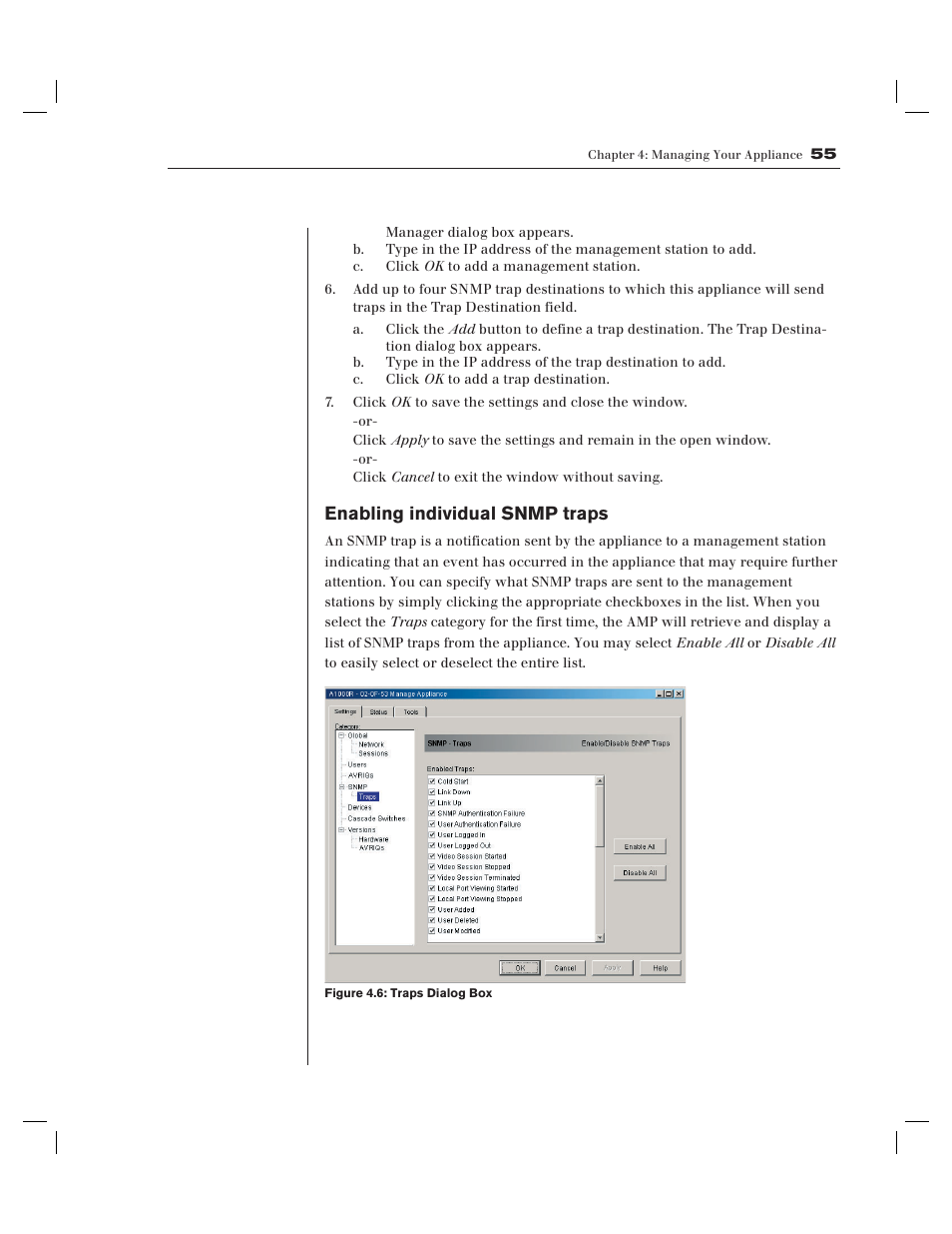 Enabling individual snmp traps | Avocent AV Works User Manual | Page 60 / 91