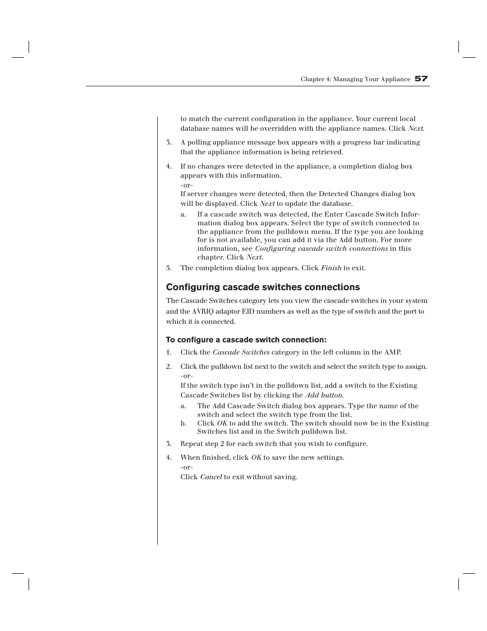 Configuring cascade switches connections | Avocent AV Works User Manual | Page 62 / 91