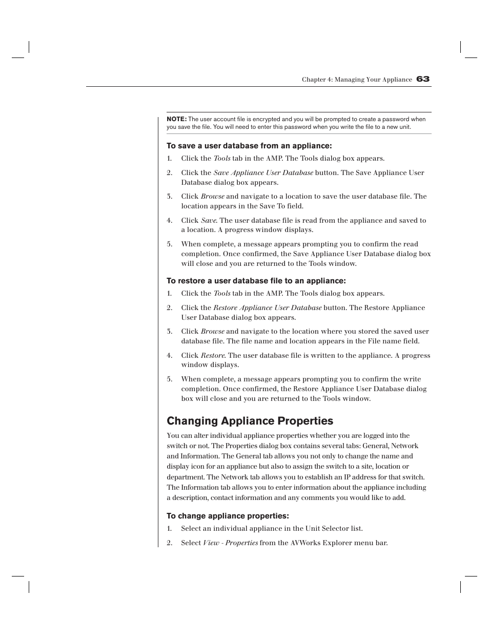 Changing appliance properties | Avocent AV Works User Manual | Page 68 / 91