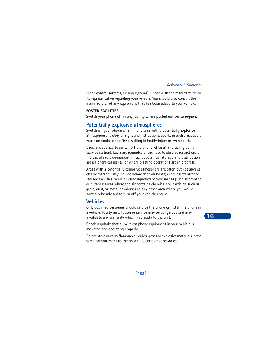 Posted facilities, Potentially explosive atmospheres, Vehicles | Nokia 6590 User Manual | Page 172 / 218