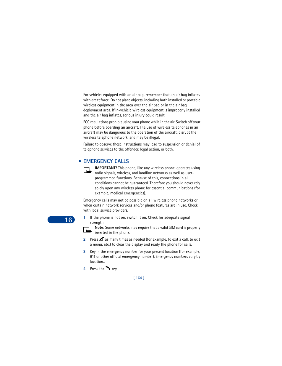 Emergency calls, 4 press the key | Nokia 6590 User Manual | Page 173 / 218