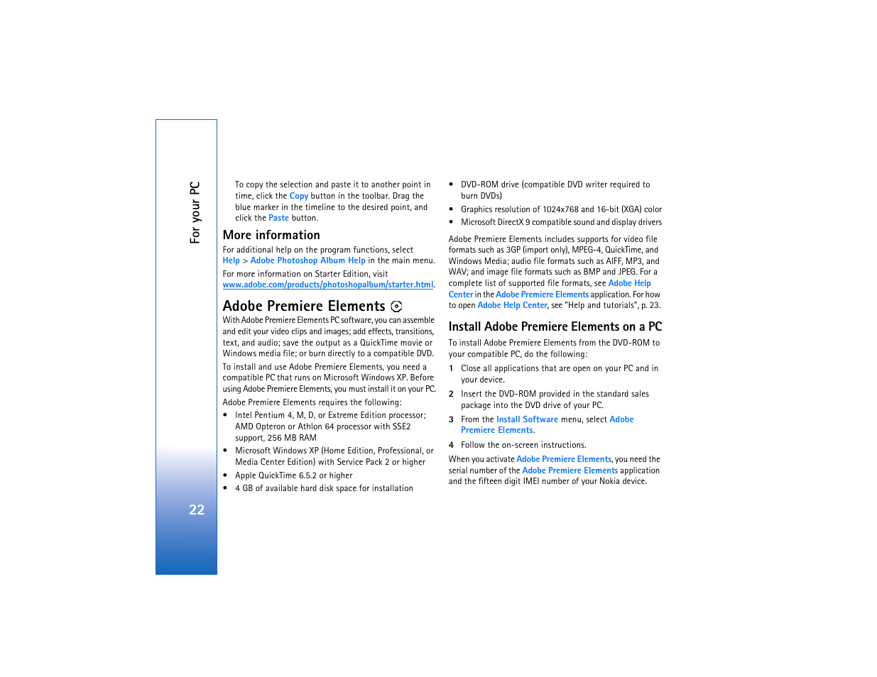 Adobe premiere elements | Nokia N93 User Manual | Page 23 / 25