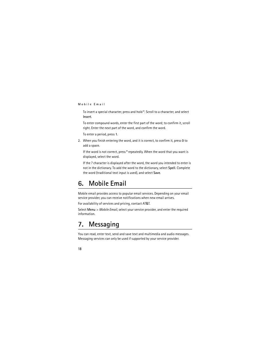 Mobile email, Messaging | Nokia 2660 User Manual | Page 18 / 112