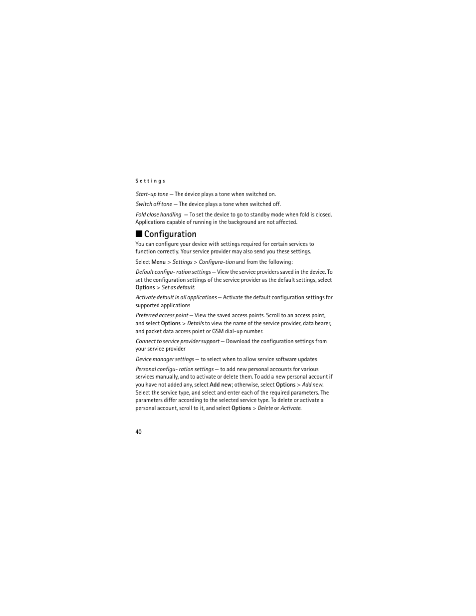 Configuration | Nokia 2660 User Manual | Page 40 / 112