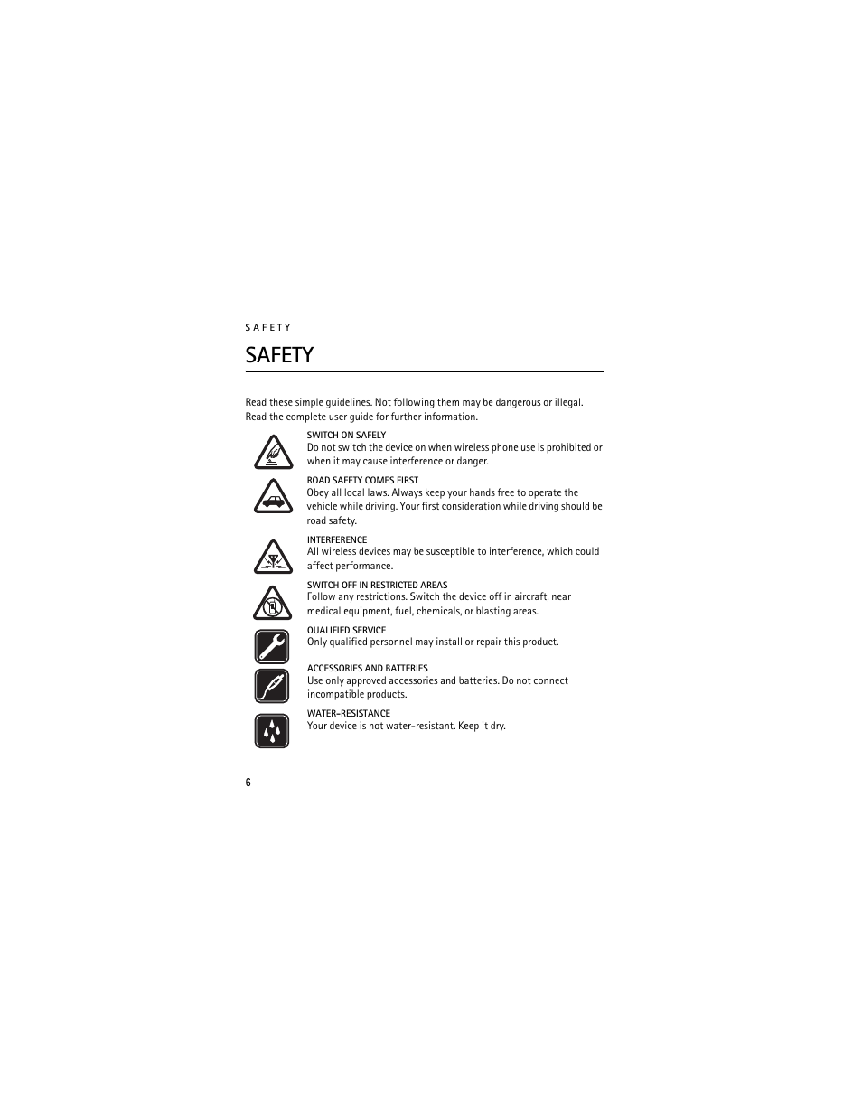 Safety | Nokia 2660 User Manual | Page 6 / 112