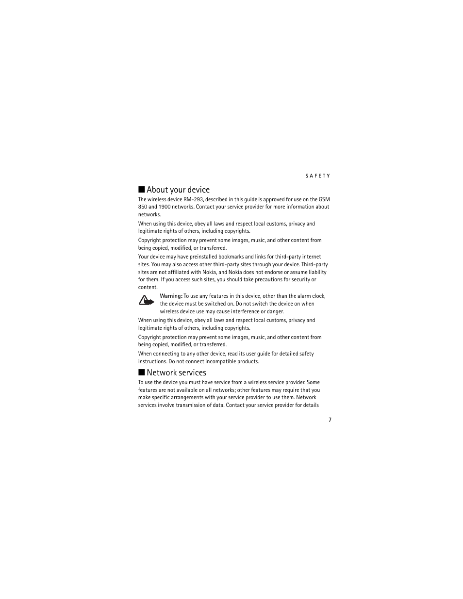 About your device, Network services | Nokia 2660 User Manual | Page 7 / 112
