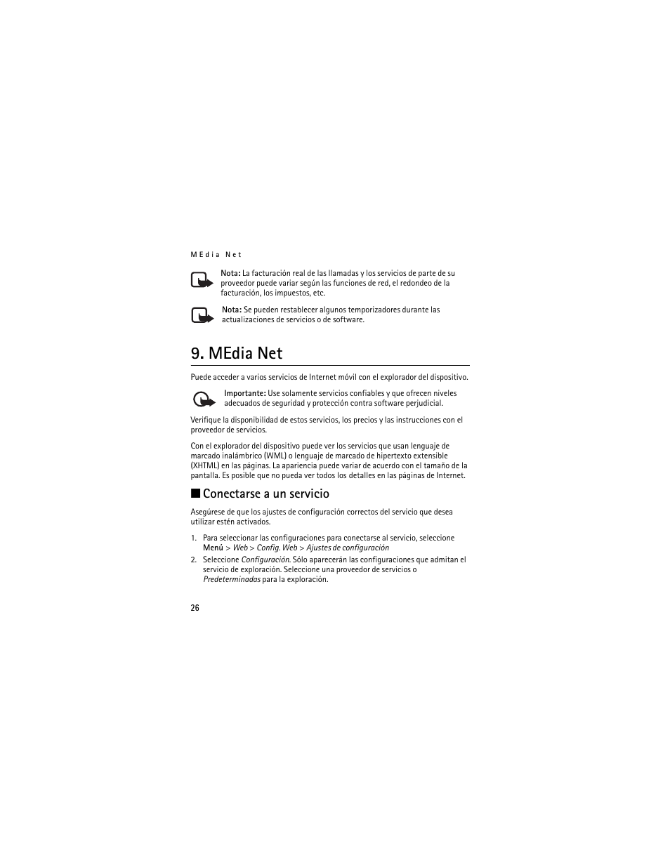 Media net, Conectarse a un servicio | Nokia 2660 User Manual | Page 79 / 112