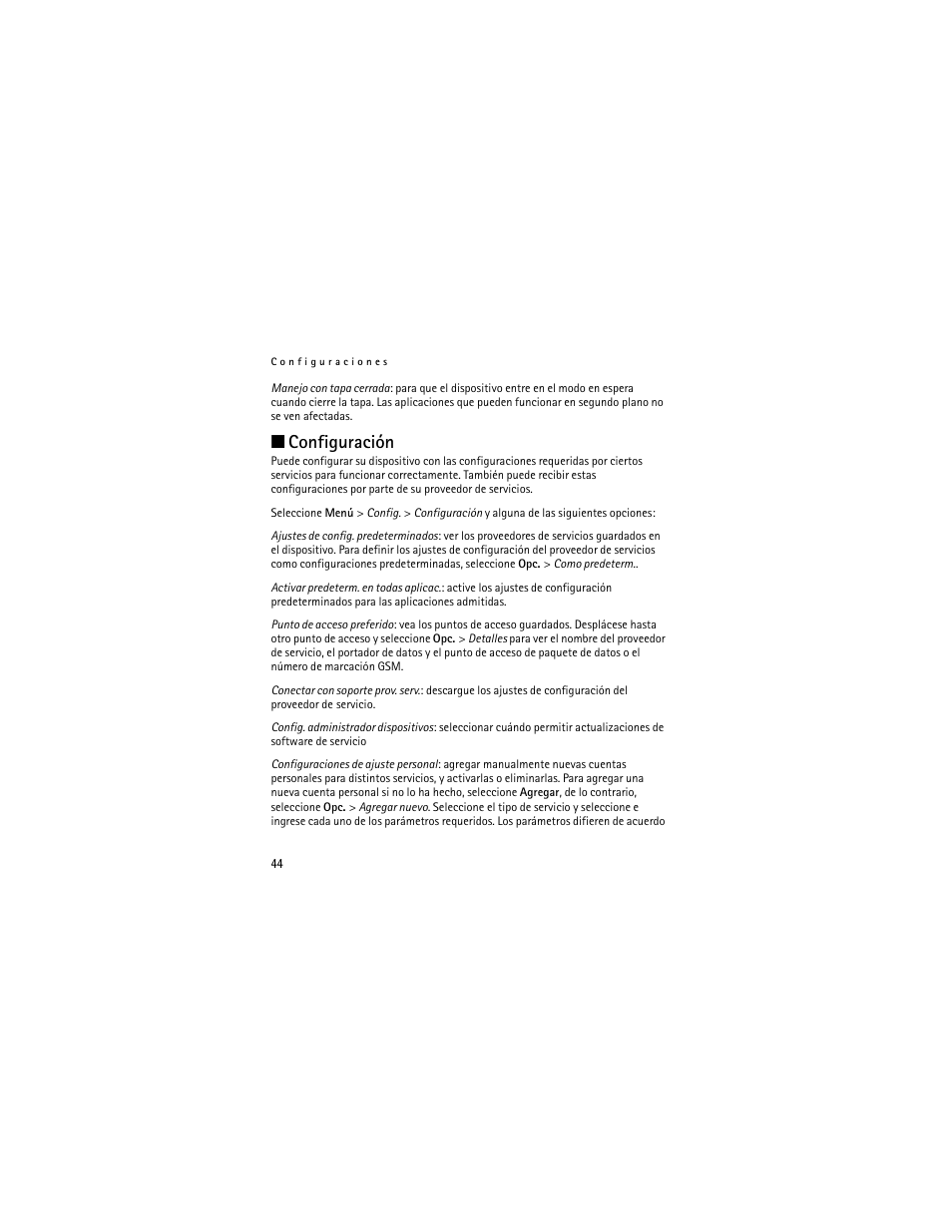 Configuración | Nokia 2660 User Manual | Page 97 / 112