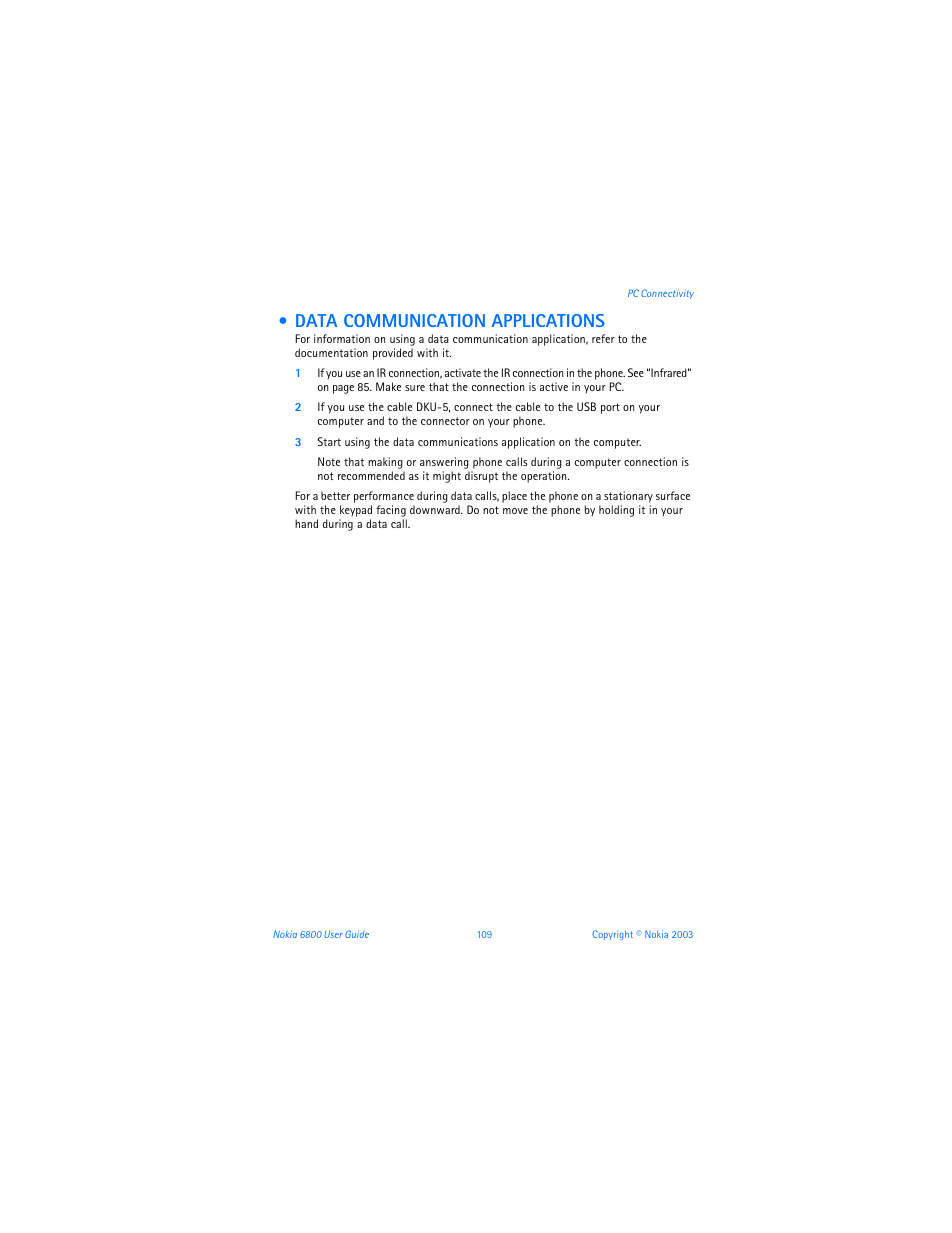 Data communication applications | Nokia 6800 User Manual | Page 116 / 153