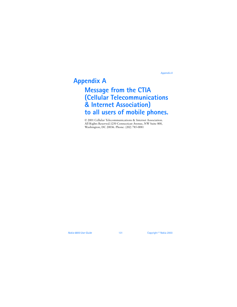 Appendix a | Nokia 6800 User Manual | Page 138 / 153