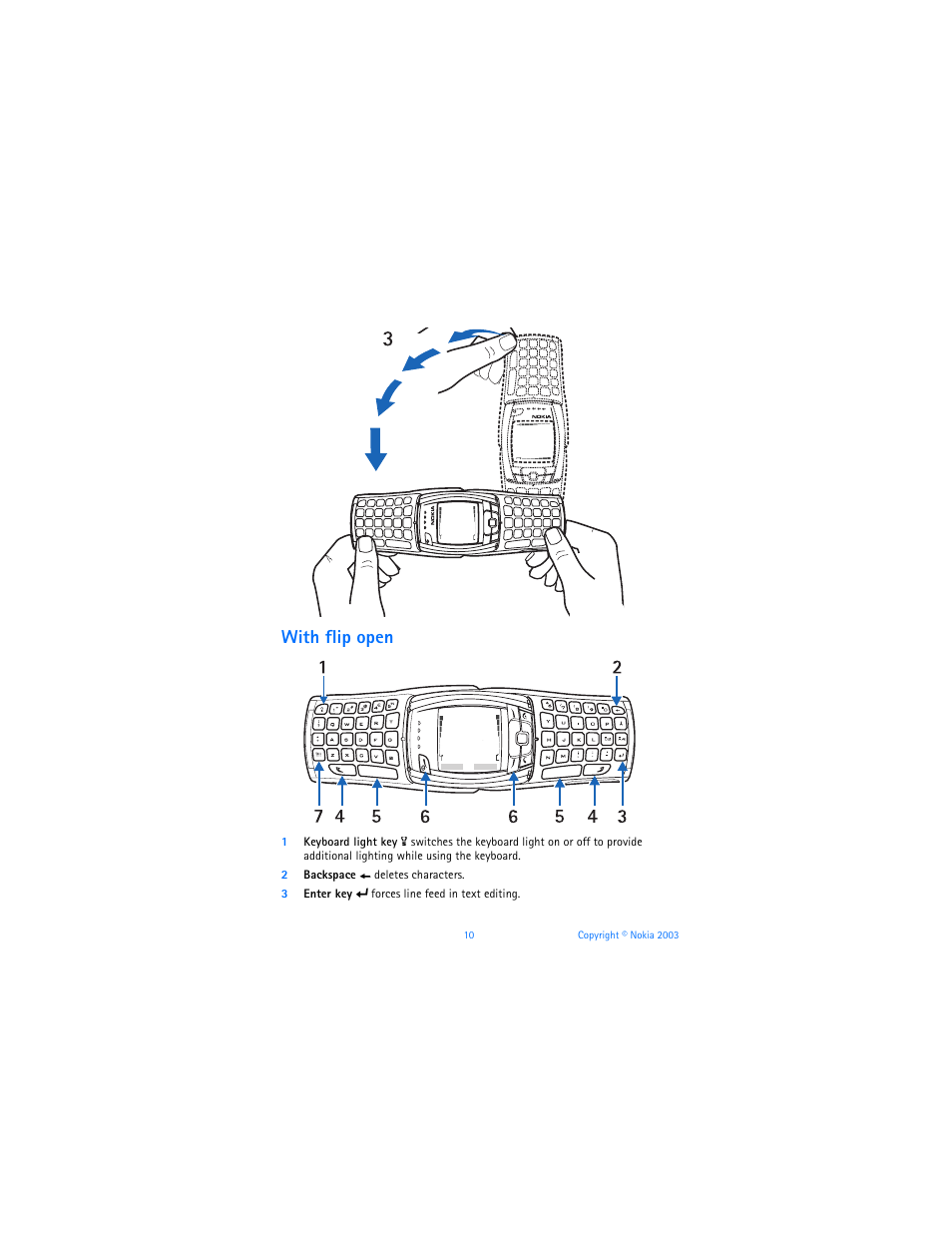 With flip open | Nokia 6800 User Manual | Page 17 / 153