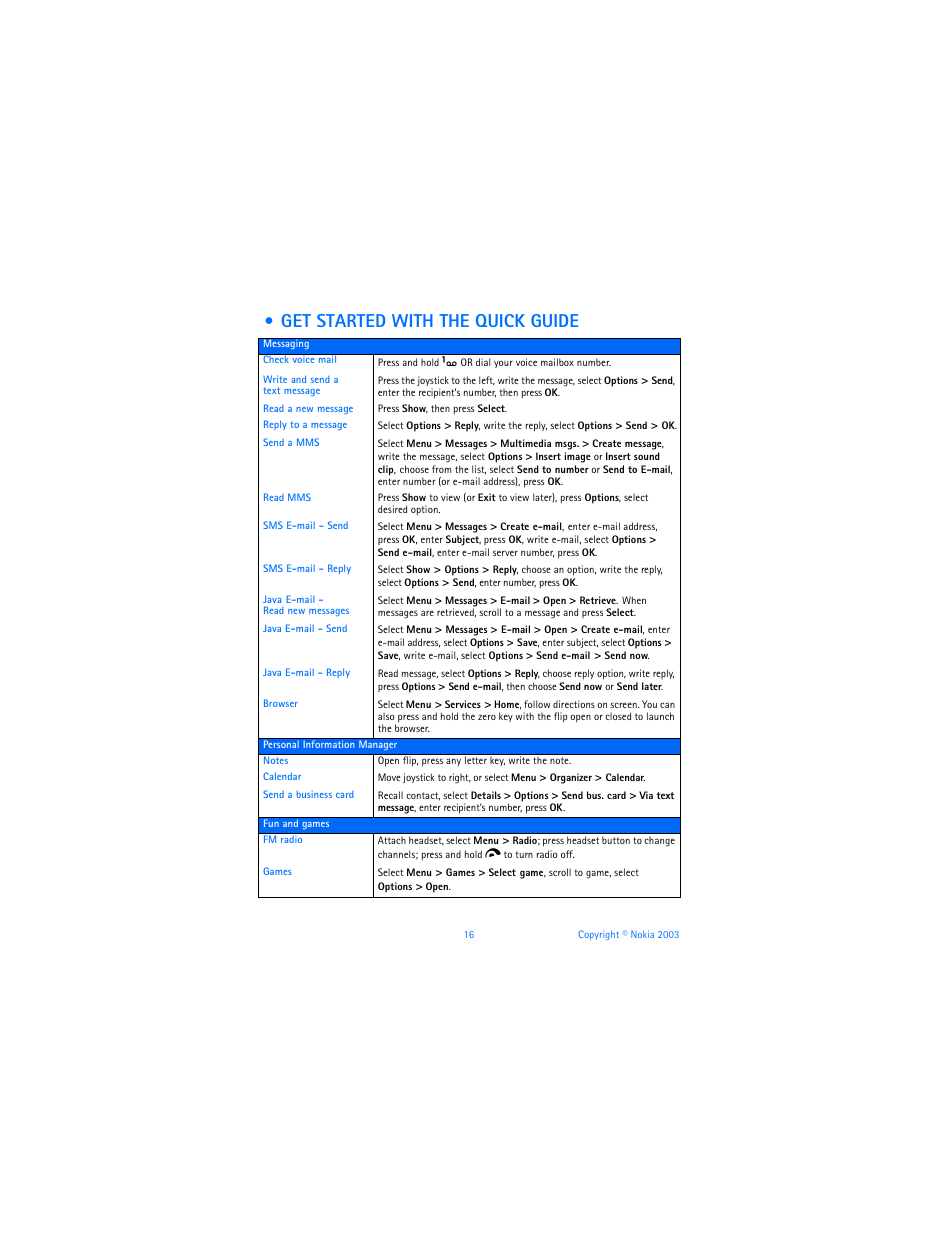 Get started with the quick guide | Nokia 6800 User Manual | Page 23 / 153