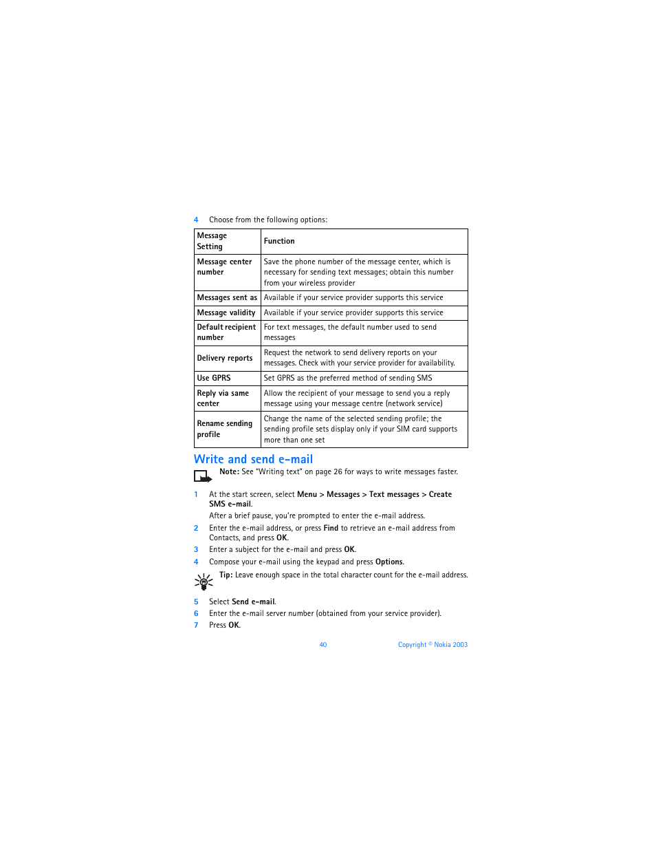 Write and send e-mail | Nokia 6800 User Manual | Page 47 / 153