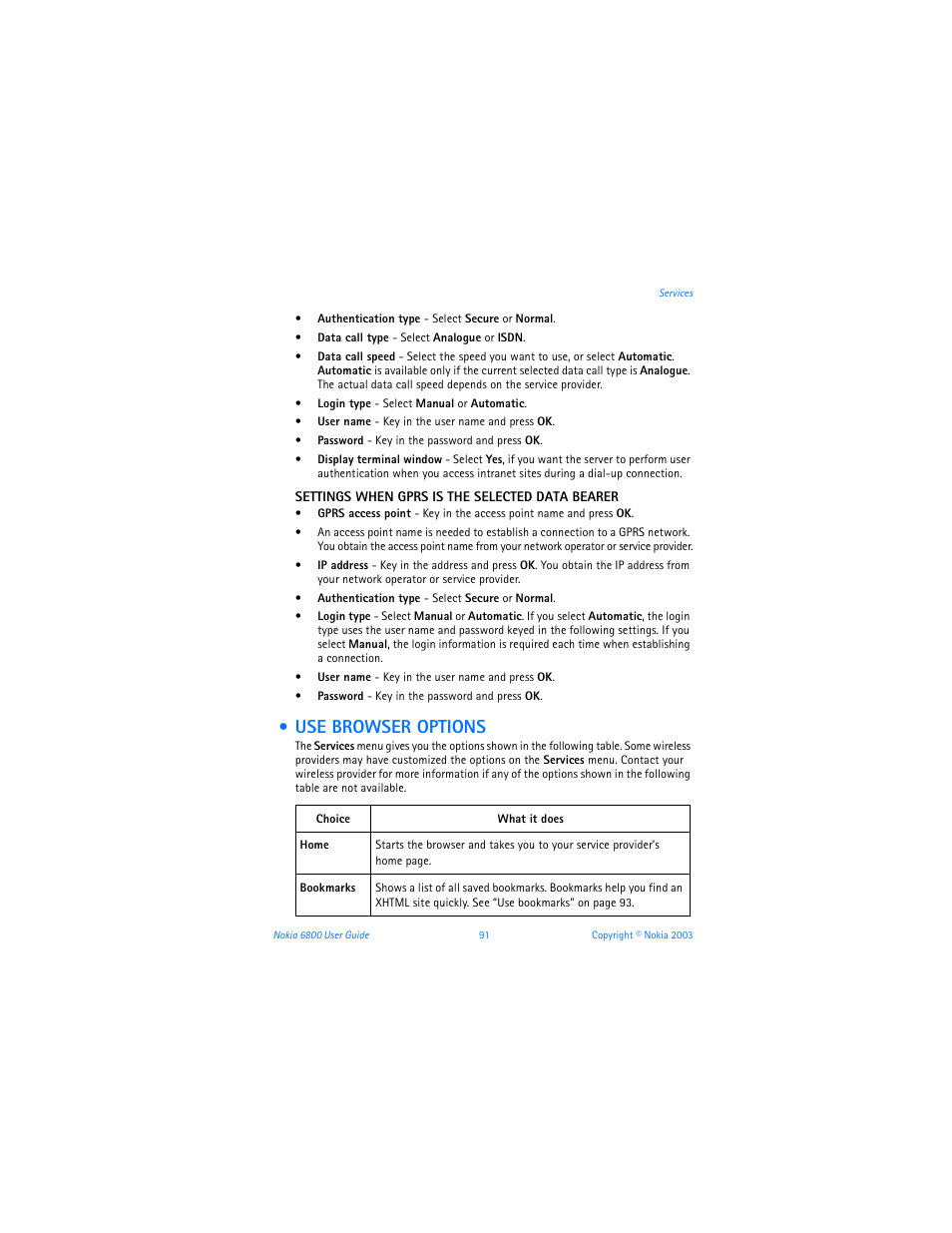 Use browser options | Nokia 6800 User Manual | Page 98 / 153