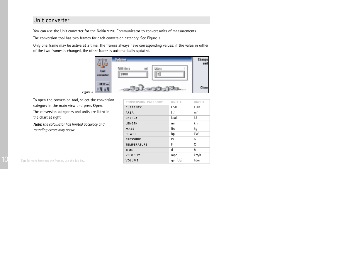 Unit converter | Nokia 9290 User Manual | Page 12 / 40