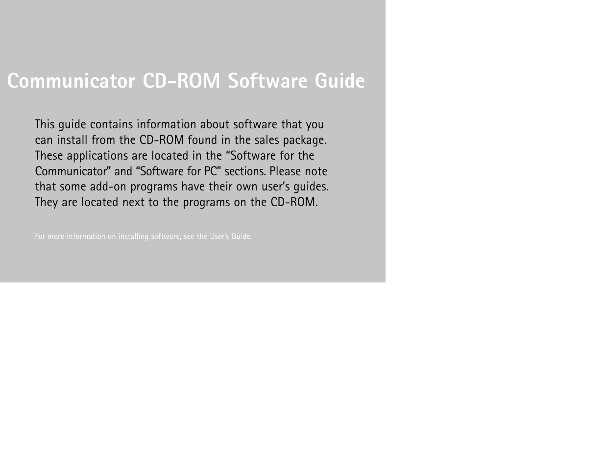 Communicator cd-rom software guide | Nokia 9290 User Manual | Page 3 / 40