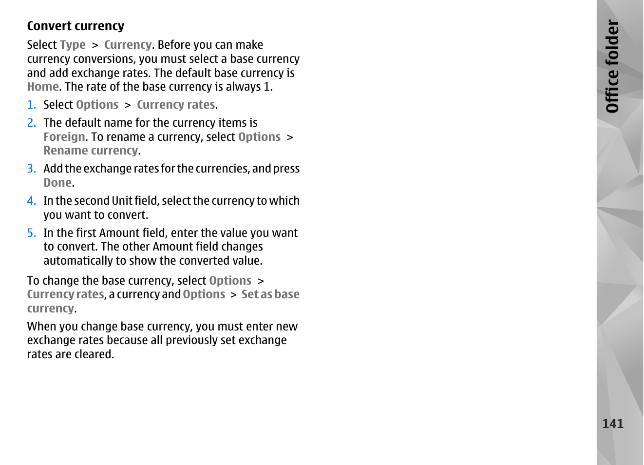 Office folder | Nokia N85 User Manual | Page 141 / 385