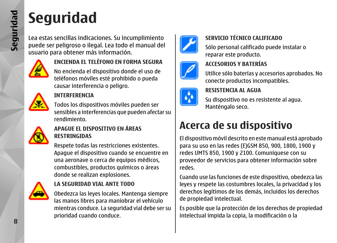 Seguridad, Acerca de su dispositivo, Se gu ridad | Nokia N85 User Manual | Page 188 / 385
