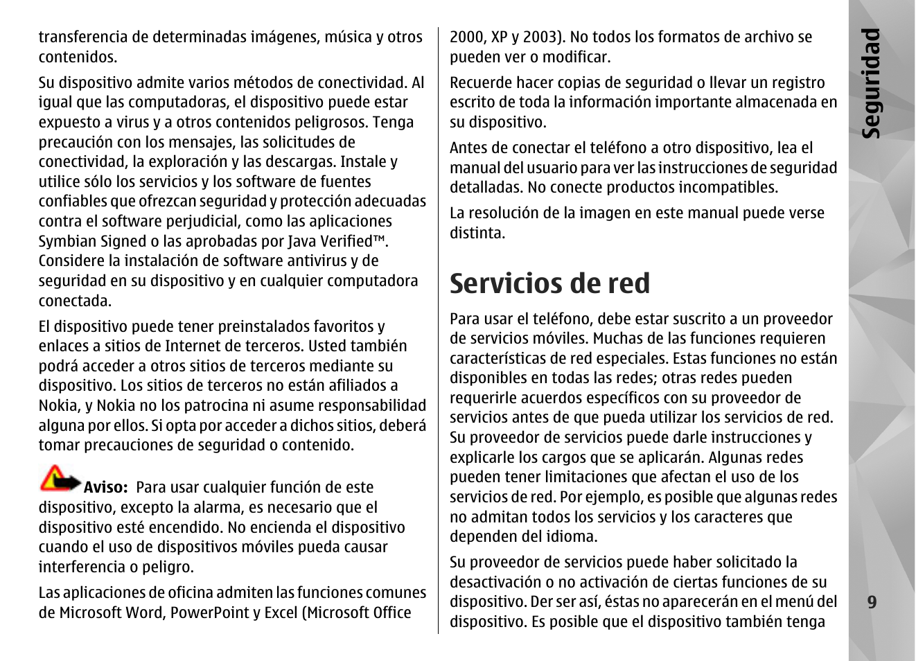Servicios de red, Se gu ridad | Nokia N85 User Manual | Page 189 / 385