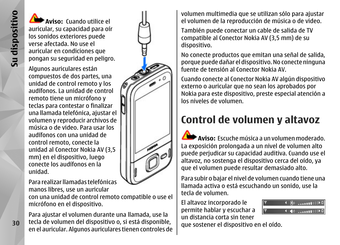 Control de volumen y altavoz, Su dis pos itivo | Nokia N85 User Manual | Page 210 / 385