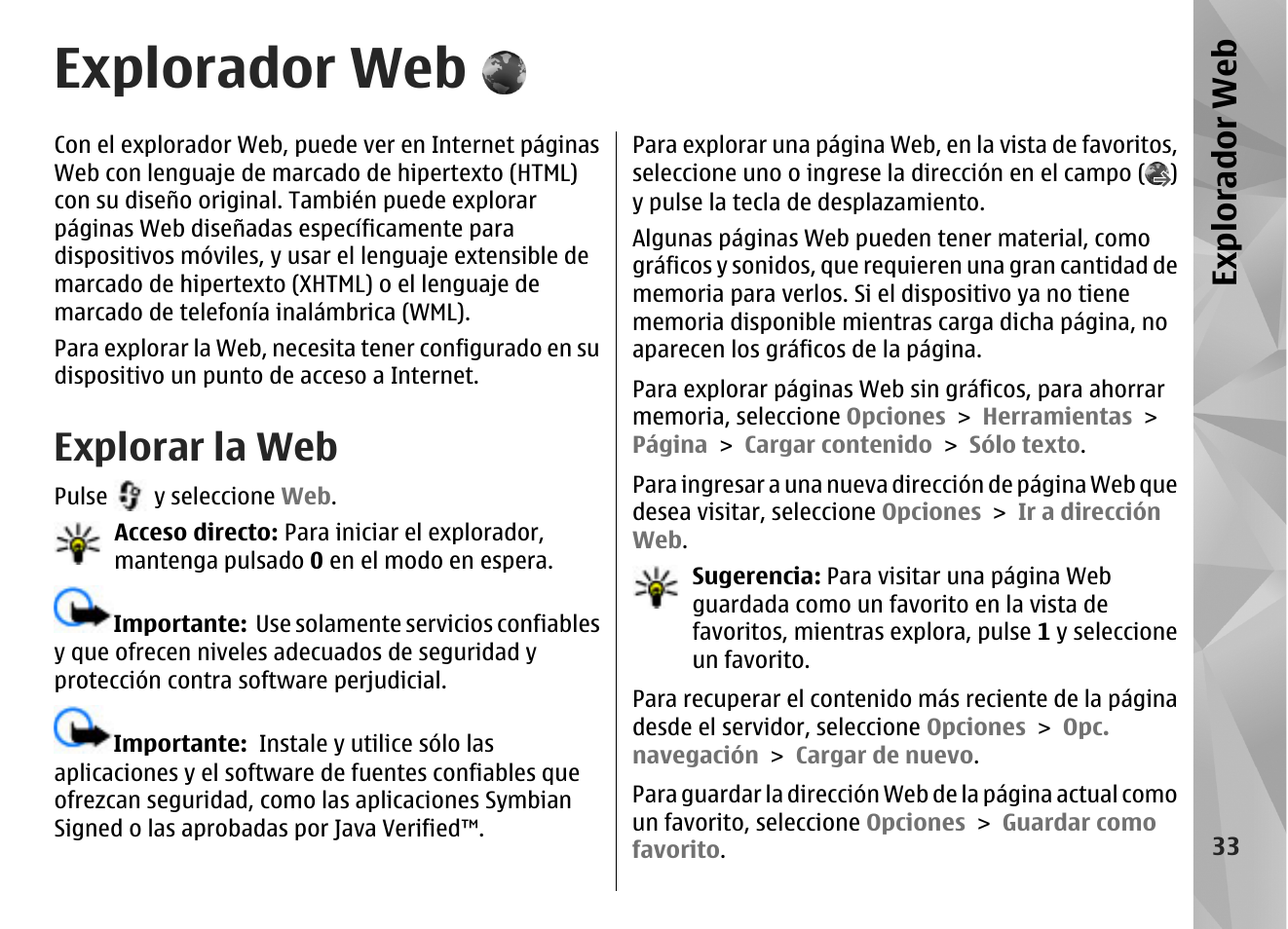 Explorador web, Explorar la web, Expl orad or we b | Nokia N85 User Manual | Page 213 / 385