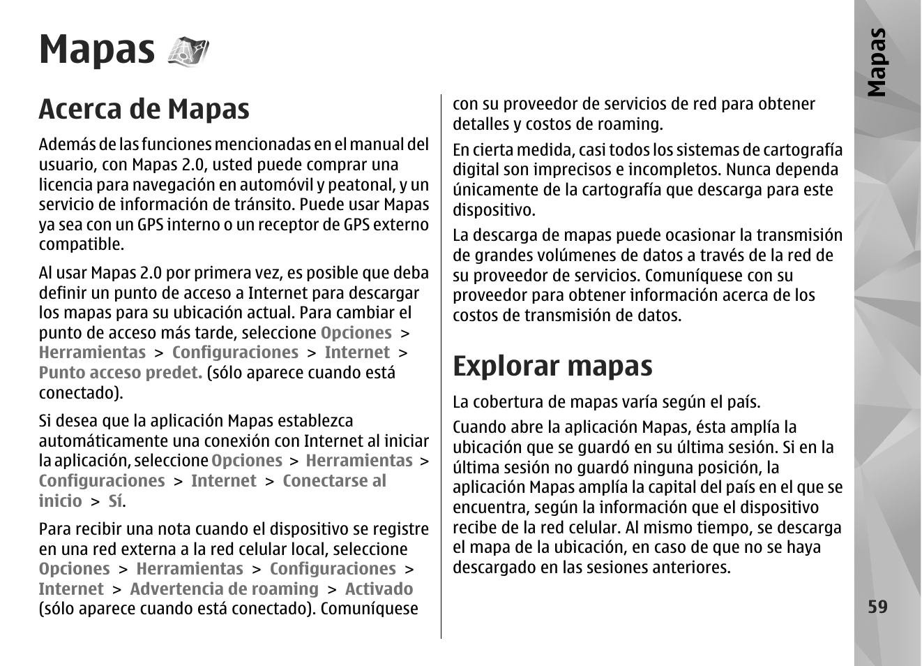 Mapas, Acerca de mapas, Explorar mapas | Nokia N85 User Manual | Page 239 / 385