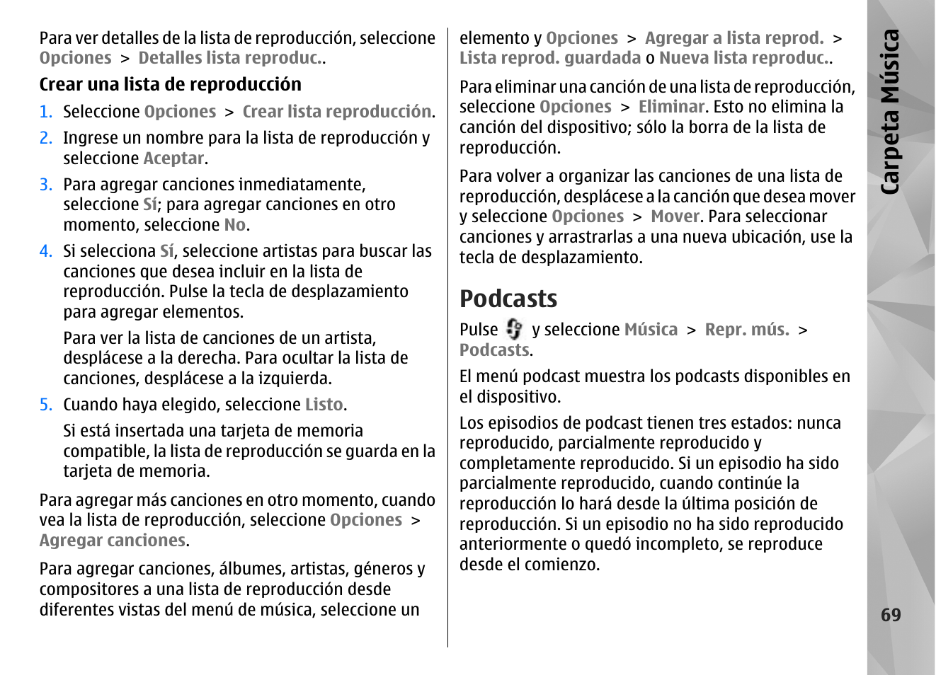 Podcasts, Carp eta música | Nokia N85 User Manual | Page 249 / 385