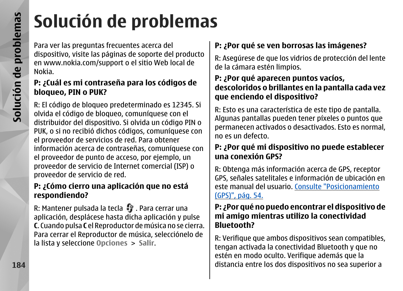 Solución de problemas | Nokia N85 User Manual | Page 364 / 385