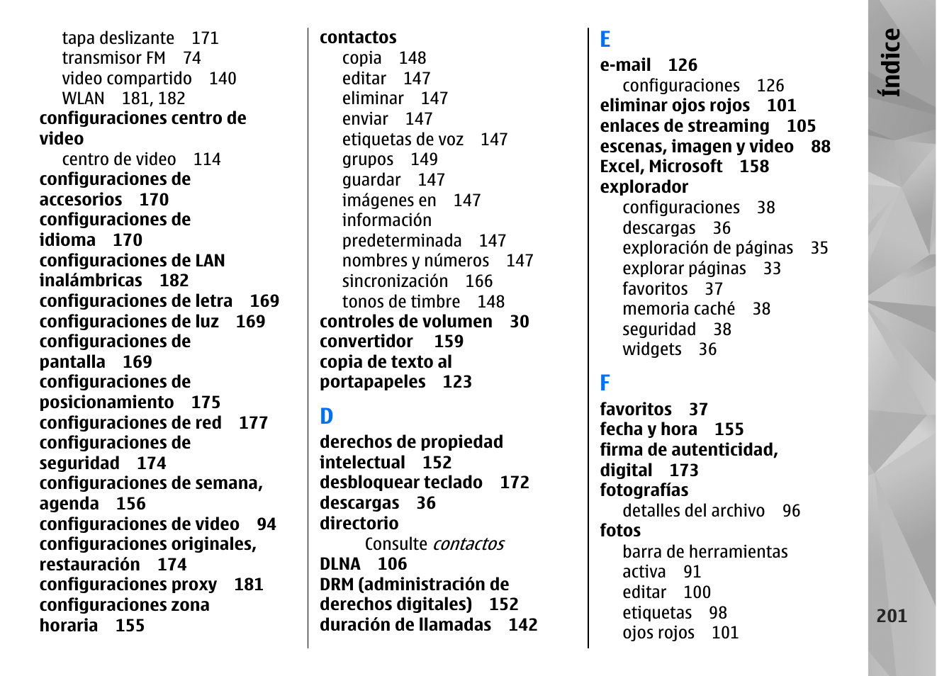 Índice | Nokia N85 User Manual | Page 381 / 385