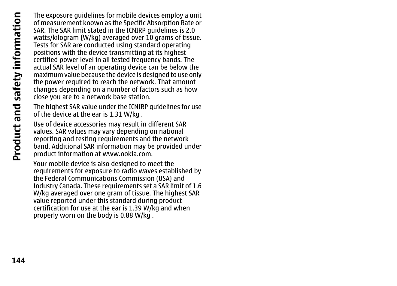 Product and safety information | Nokia E72 User Manual | Page 144 / 150